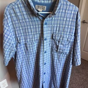 Duluth Trading Co Men's Light Blue Checkered Shirt